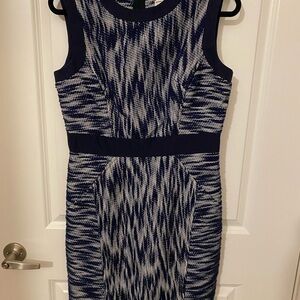 Milly of New York Navi Ivory Textured Sheath Dress l Size 12 l Exposed Zip l New